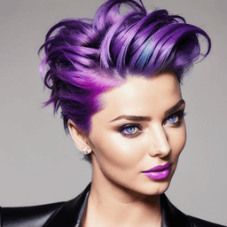 Pompadour Blue & Purple Hairstyle AI avatar/profile picture for women